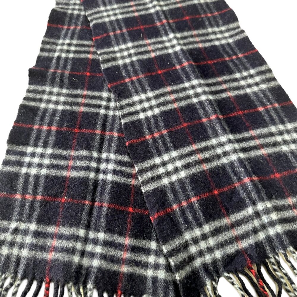Burberry Classic Check Scarf Black 100% Lambswool Unisex Scarf Made In England - Picture 4 of 7